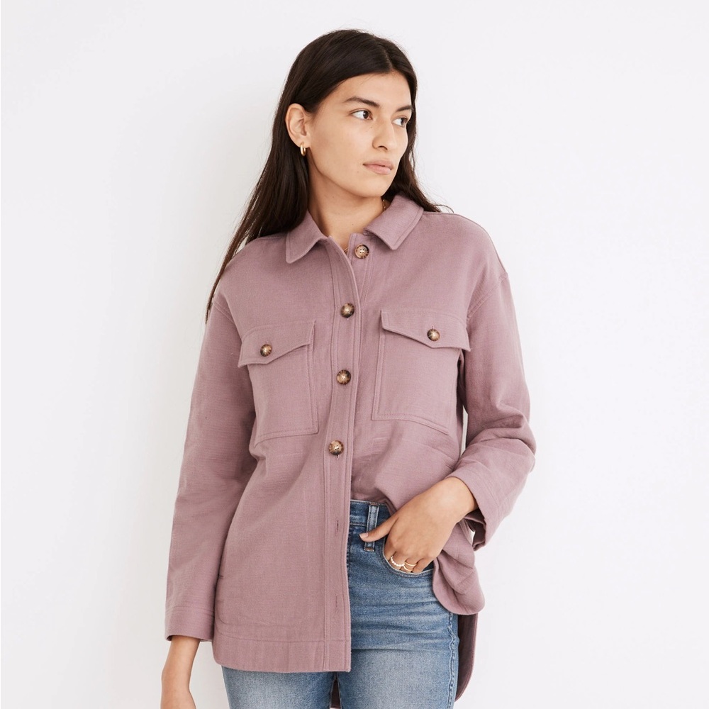 Mauve Button Up Shirt Jacket With Front Pockets S… - image 1